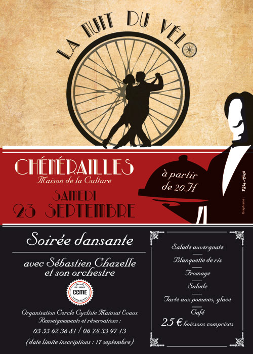 Affiche soirée dansante La Nuit du Vélo à Chénérailles