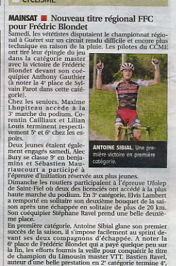 Article La Montagne 08 juin 2017 Cercle Cycliste Mainsat Evaux