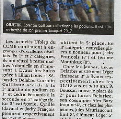 Article Cercle Cycliste Mainsat Evaux La Montagne 04 septembre 2017