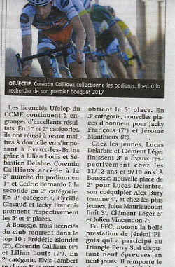 Article Cercle Cycliste Mainsat Evaux La Montagne 04 septembre 2017