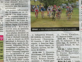 Articles journal La Montagne octobre 2017 Cercle Cycliste Mainsat Evaux