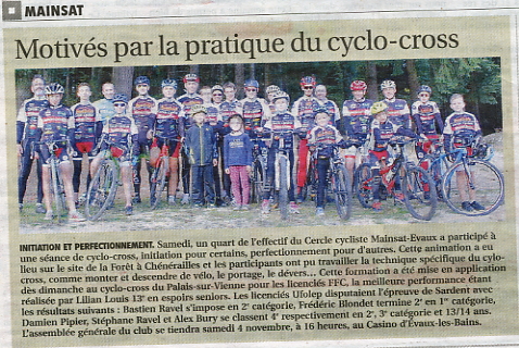 Séance d'initiation au cyclo-cross à Chénérailles