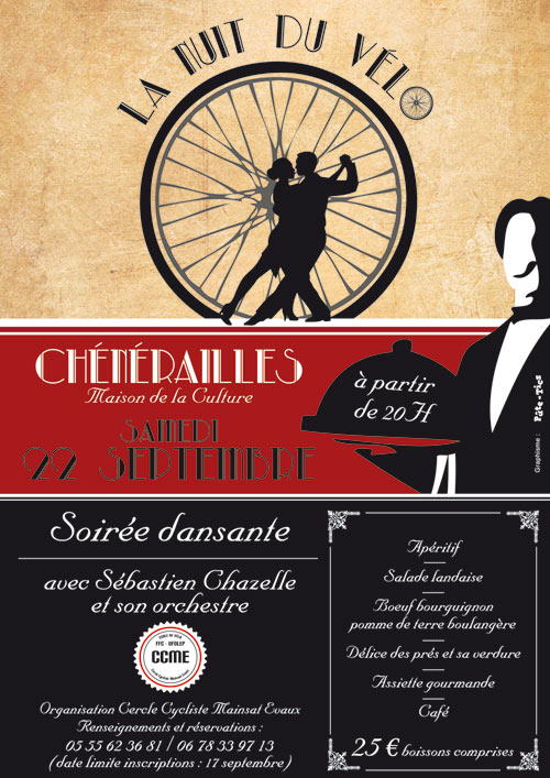 Affiche soirée dansante La Nuit du Vélo à Chénérailles