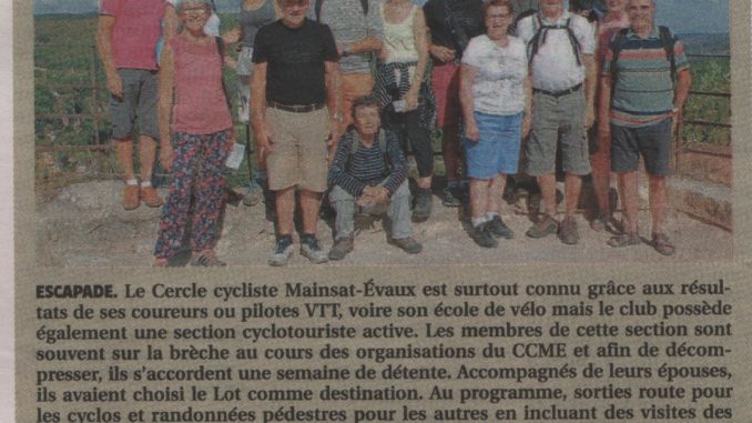 Les cyclotouristes du Cercle Cycliste Mainsat Evaux en Dordogne