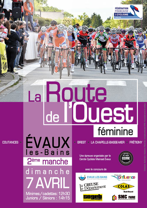 Affiche Route de l'Ouest féminine à Evaux-les-Bains