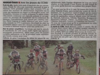 Article journal La Montagne 17 juin 2020 Cercle Cycliste Mainsat Evaux